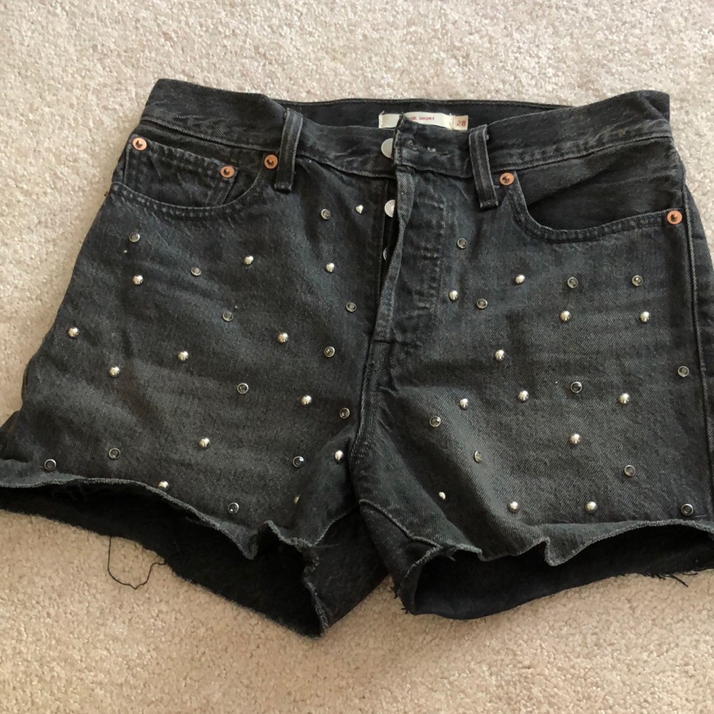 Levi’s Black embellished jean shorts